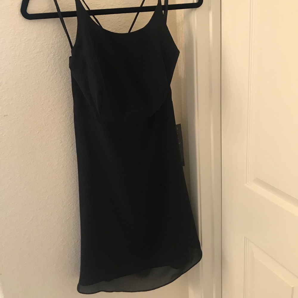 NWT - MODA INT’L Black Crepe Lace Back Slip Dress
